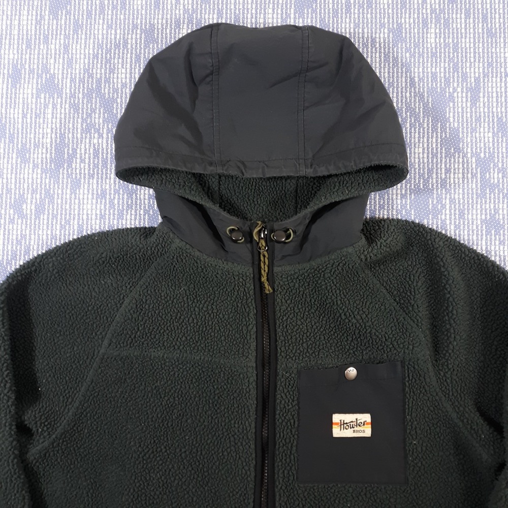 Howler Bros Sherpa Fleece Full Zip Hooded Jacket Mens Medium Gray Heed The Call - Picture 2 of 9